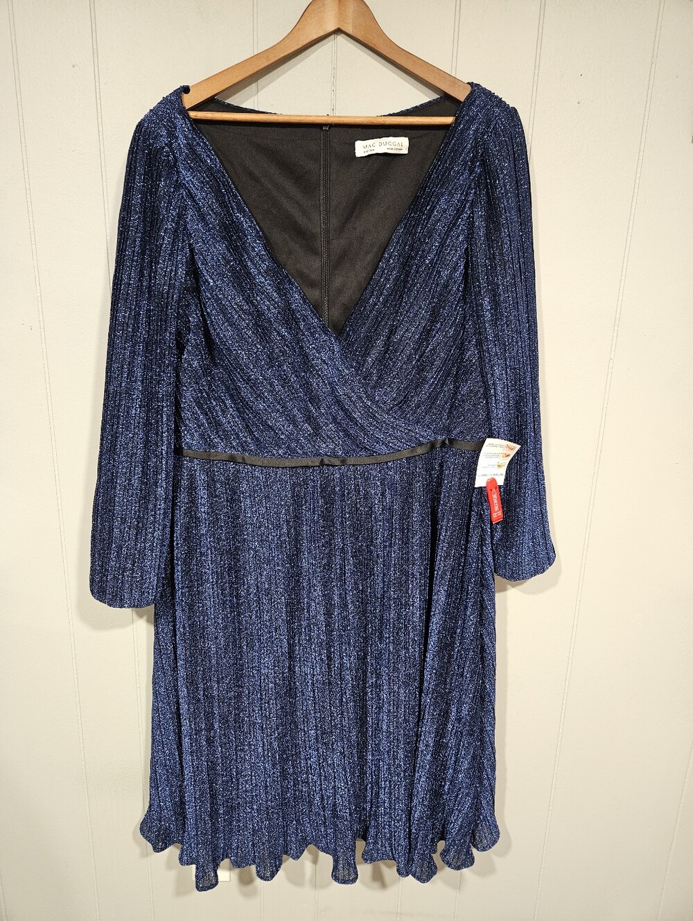 Mac Duggal Fabulouss Women's Plus Size 20W Midi Dress in Sapphire Blue NWT $398